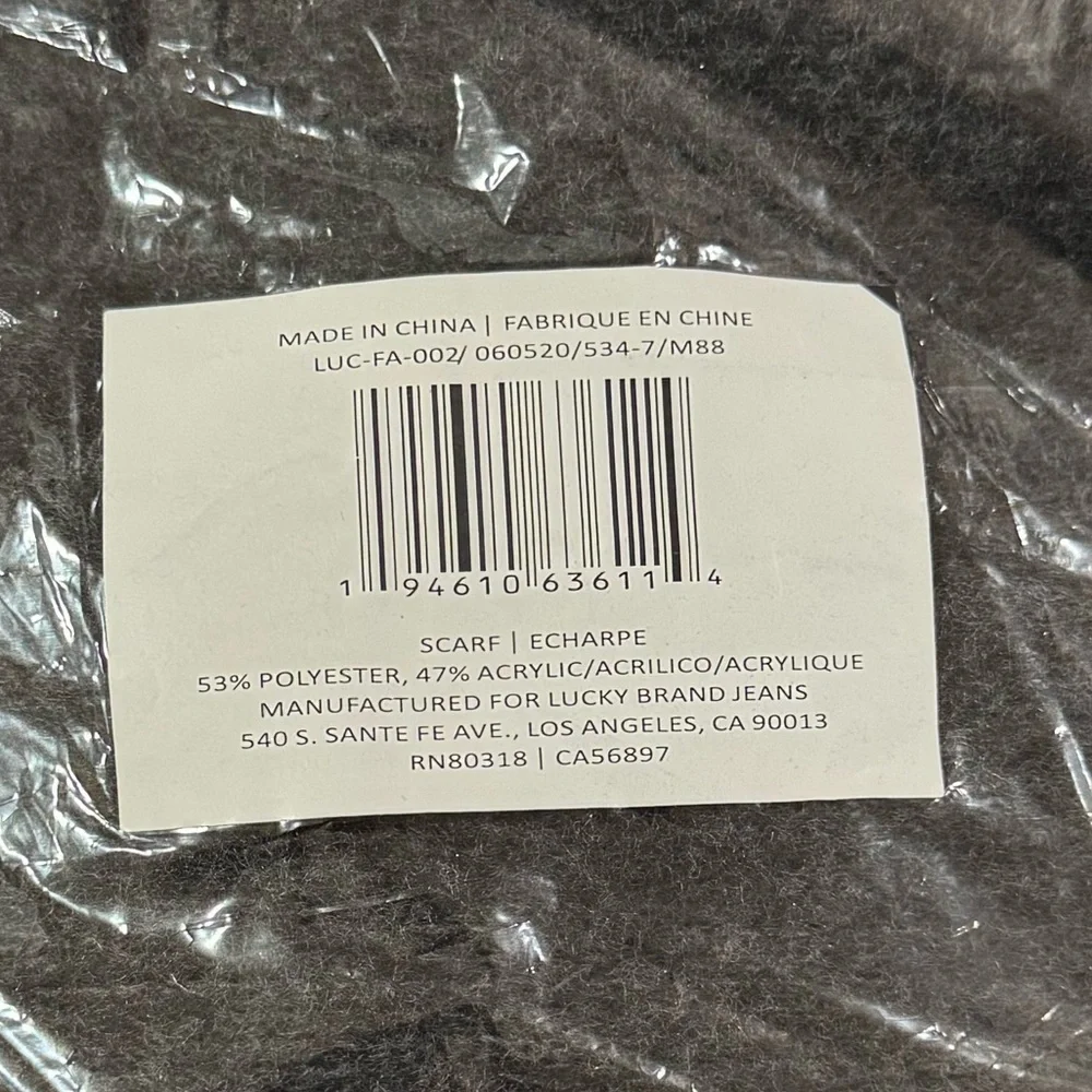 Lucky brand grey Fringe Scarf